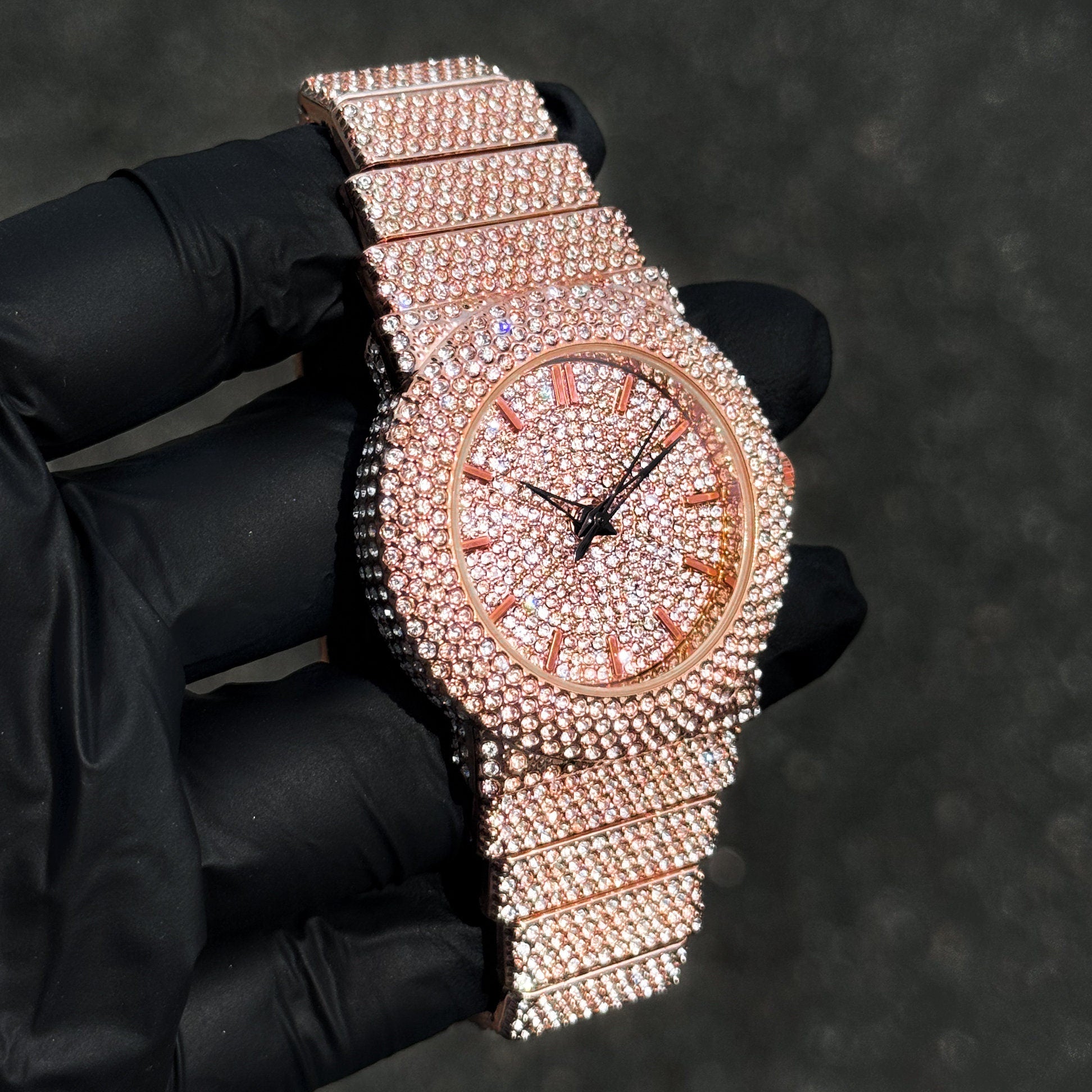 LUXURY ROSE GOLD ICED OUT order WOMEN’S WATCH