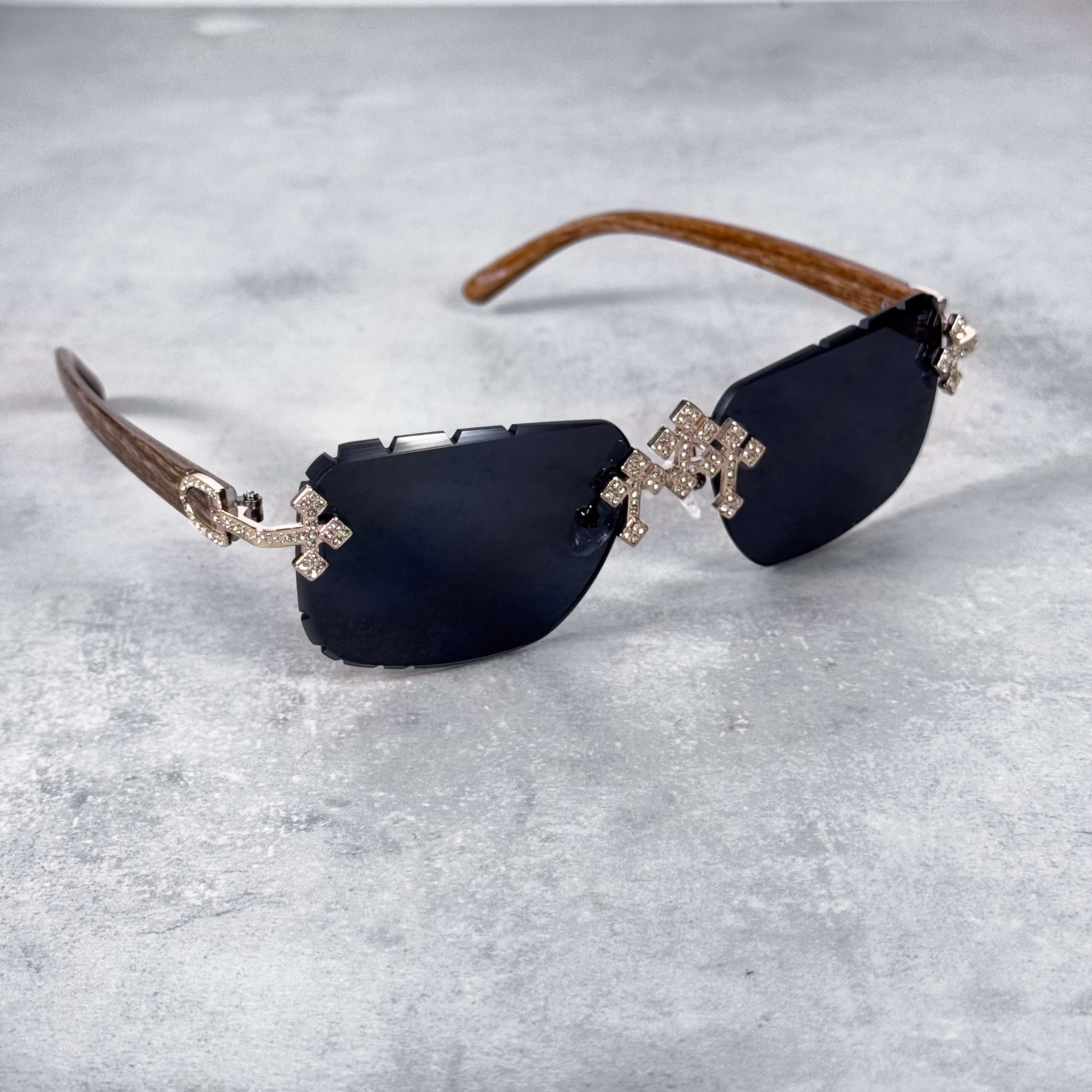 CH Inspired Gold Triple Cross Sunglasses – Black Lens