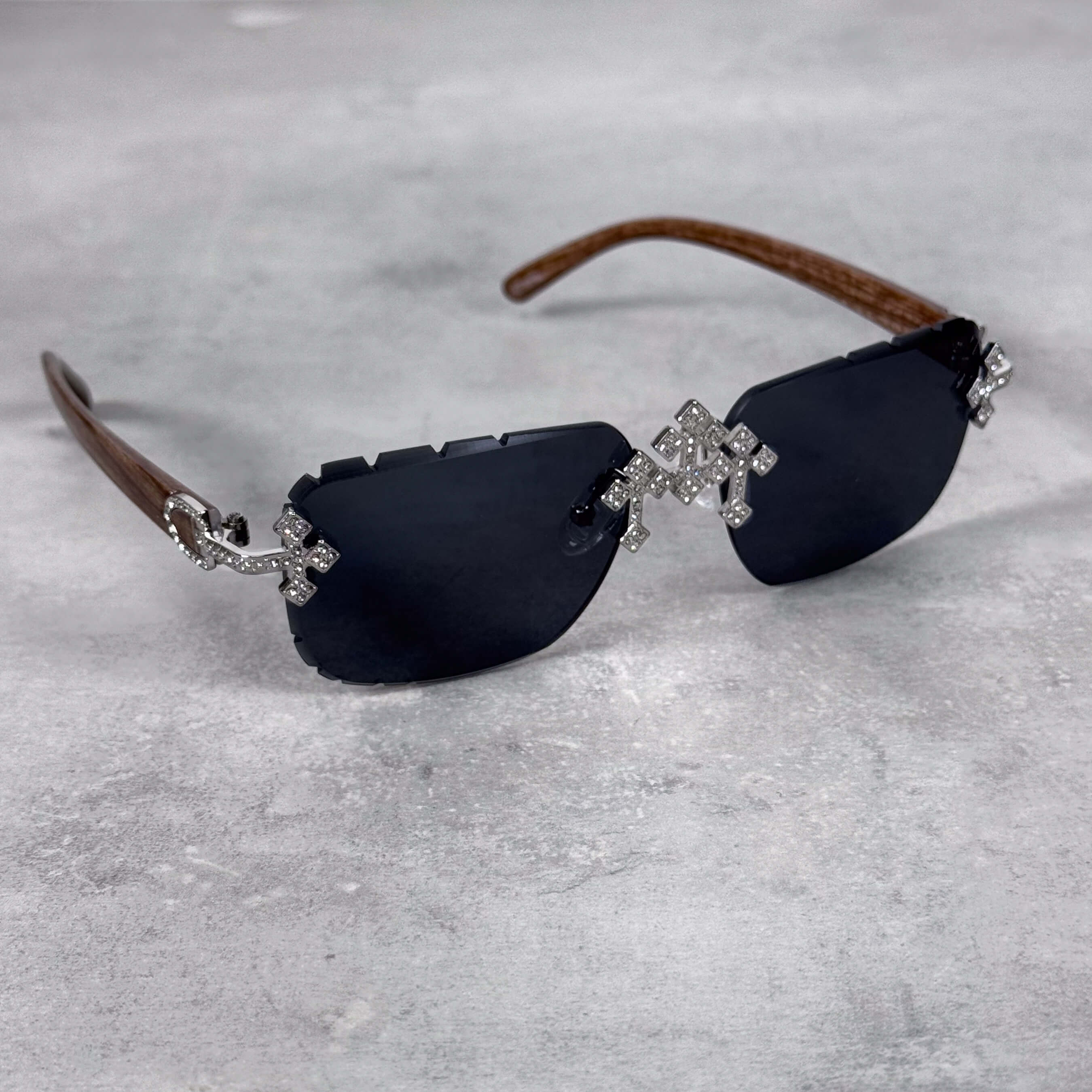 CH Inspired Silver Triple Cross Sunglasses – Black Lens