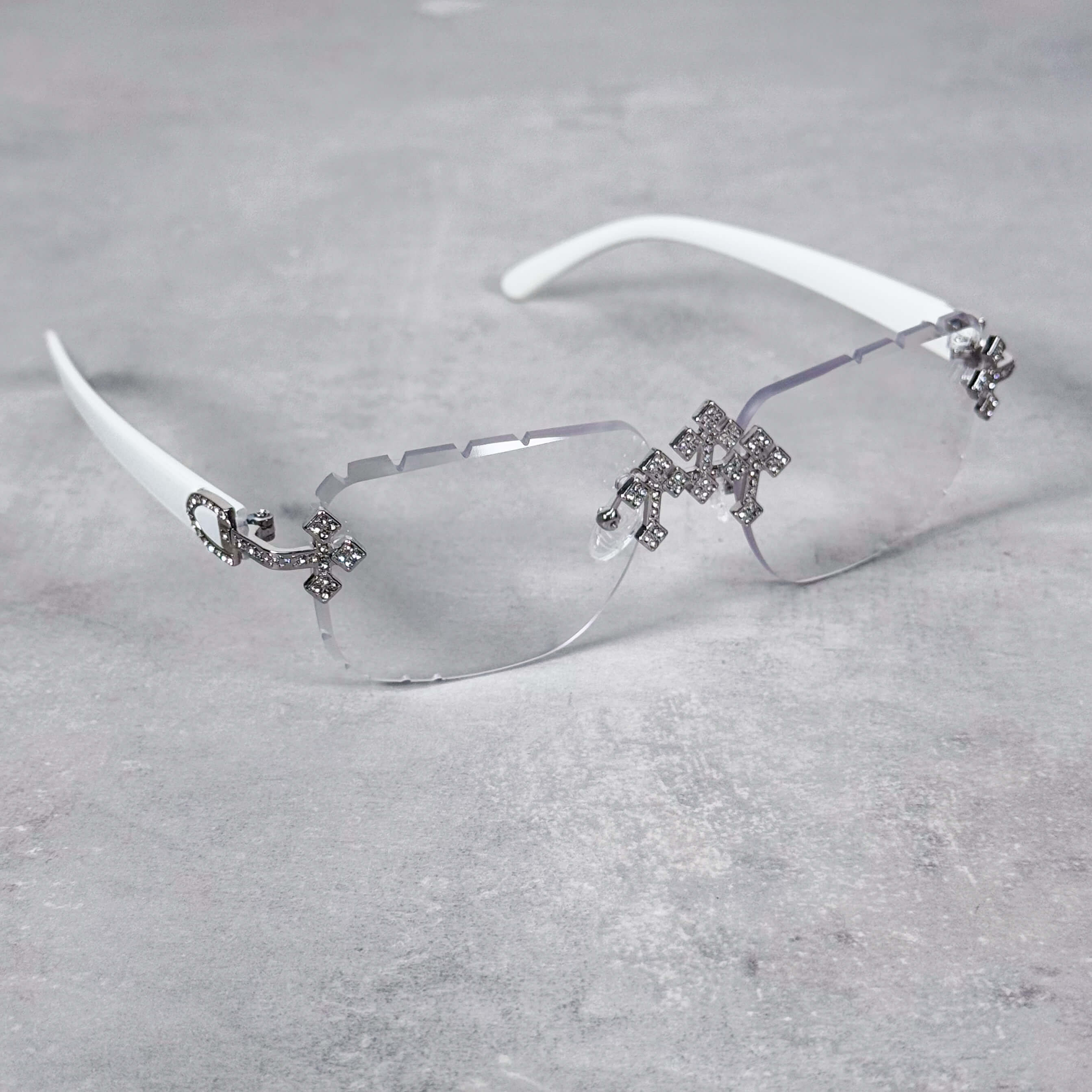 CH Inspired Silver Triple Cross Sunglasses – Clear Lens