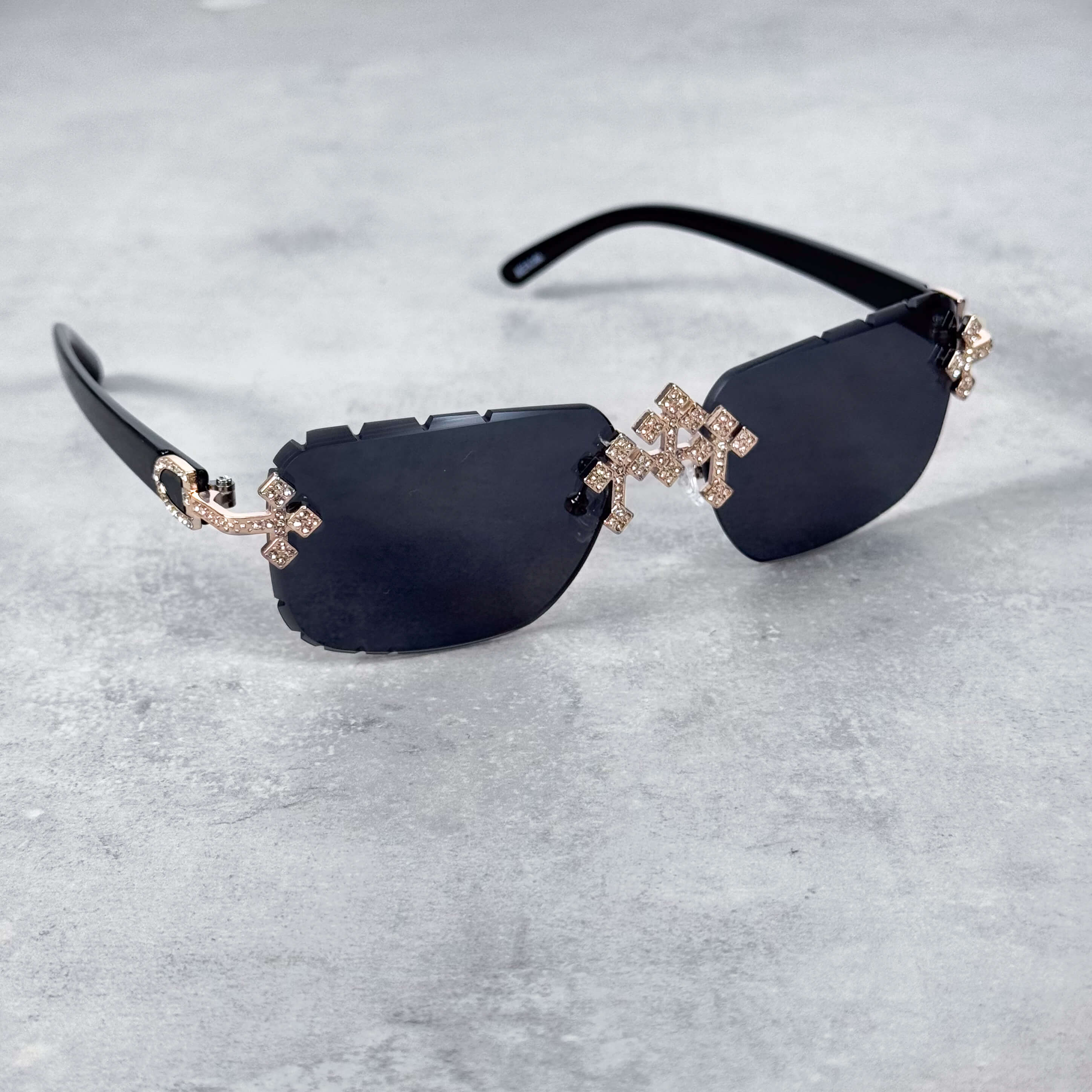 CH Inspired Gold Triple Cross Sunglasses – Black Lens