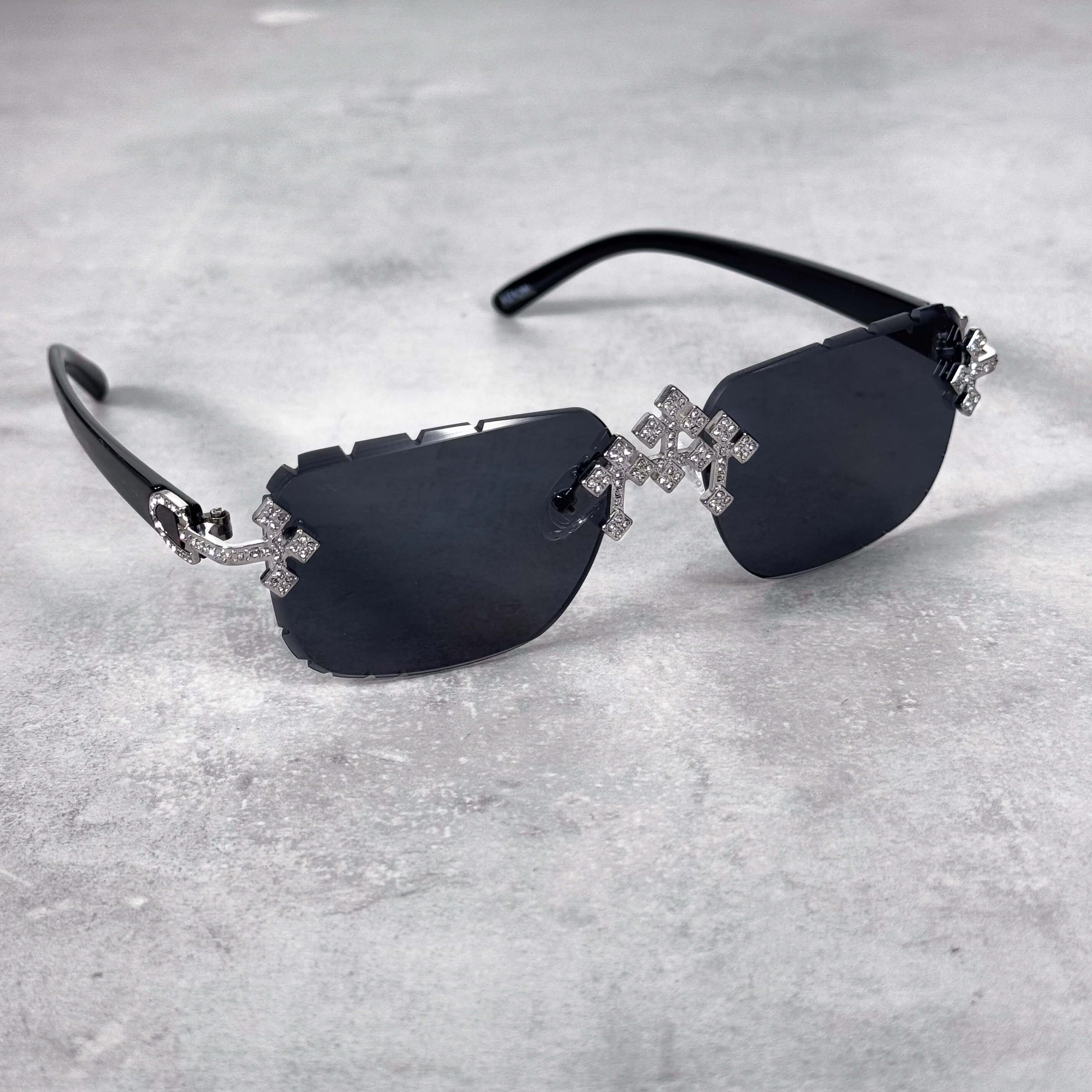 CH Inspired Silver Triple Cross Sunglasses – Black Lens