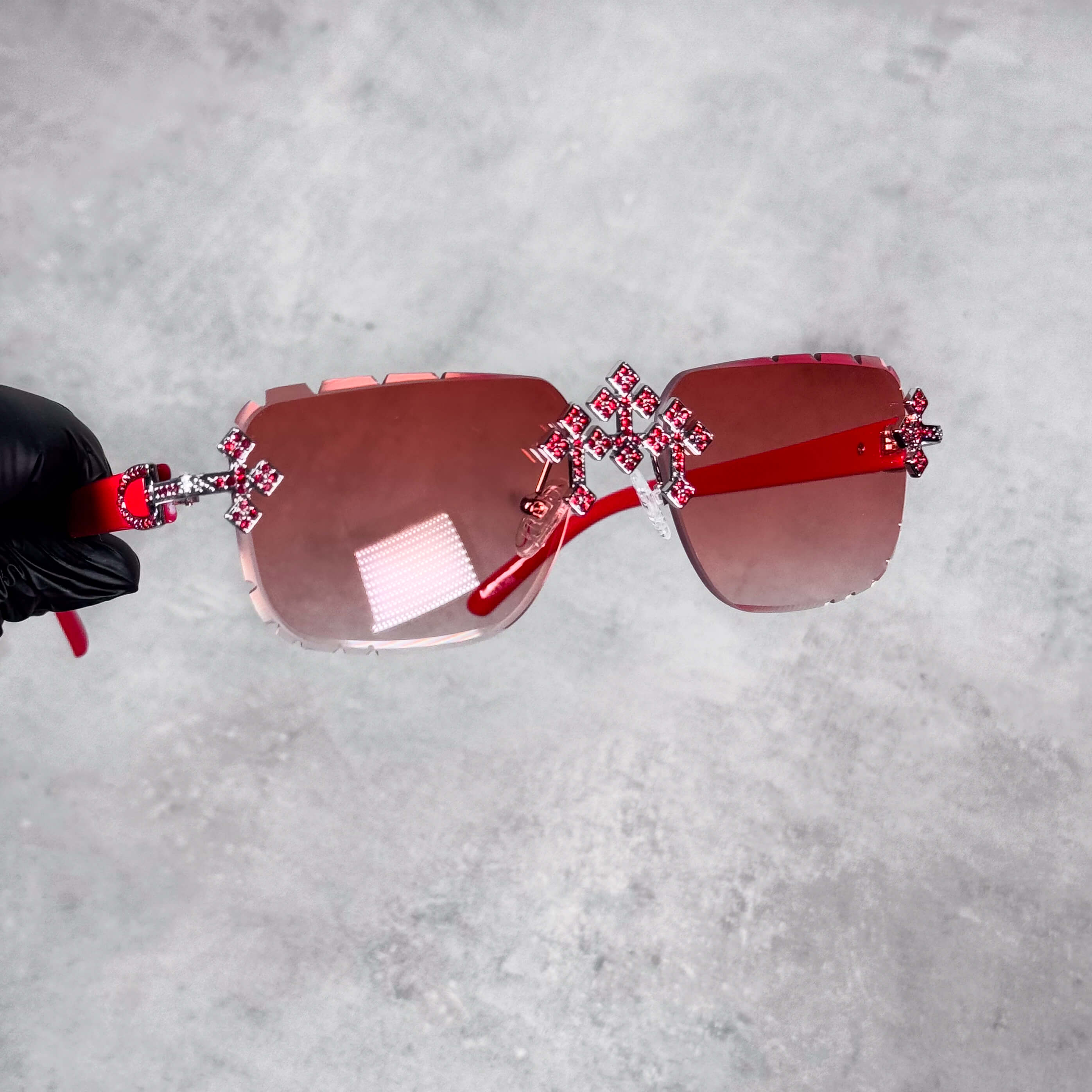 CH Inspired Triple Cross Sunglasses – Red Lens