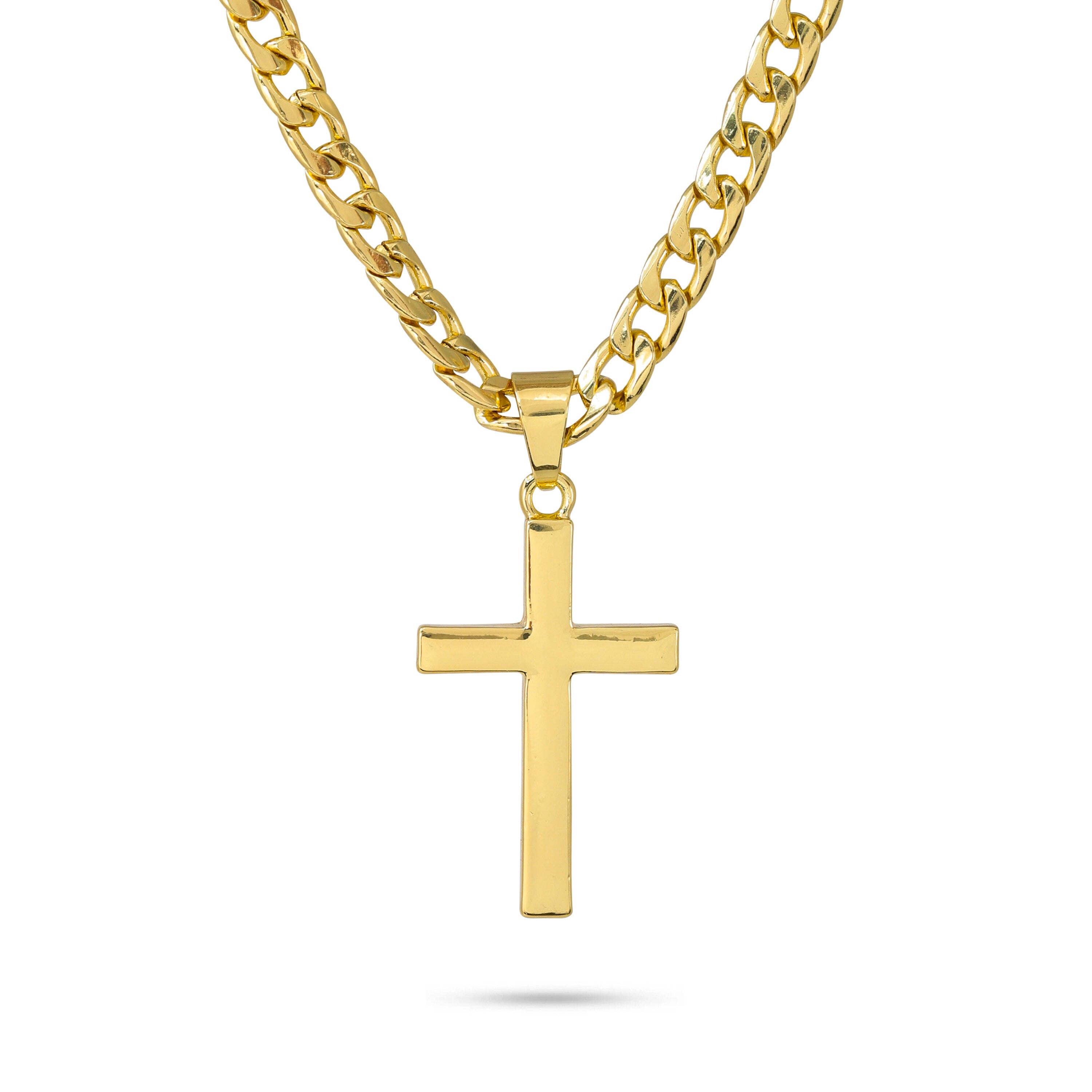 Men's 2-Piece Pendant Necklace Set - Mini Amulet & Medium Cross Pendant