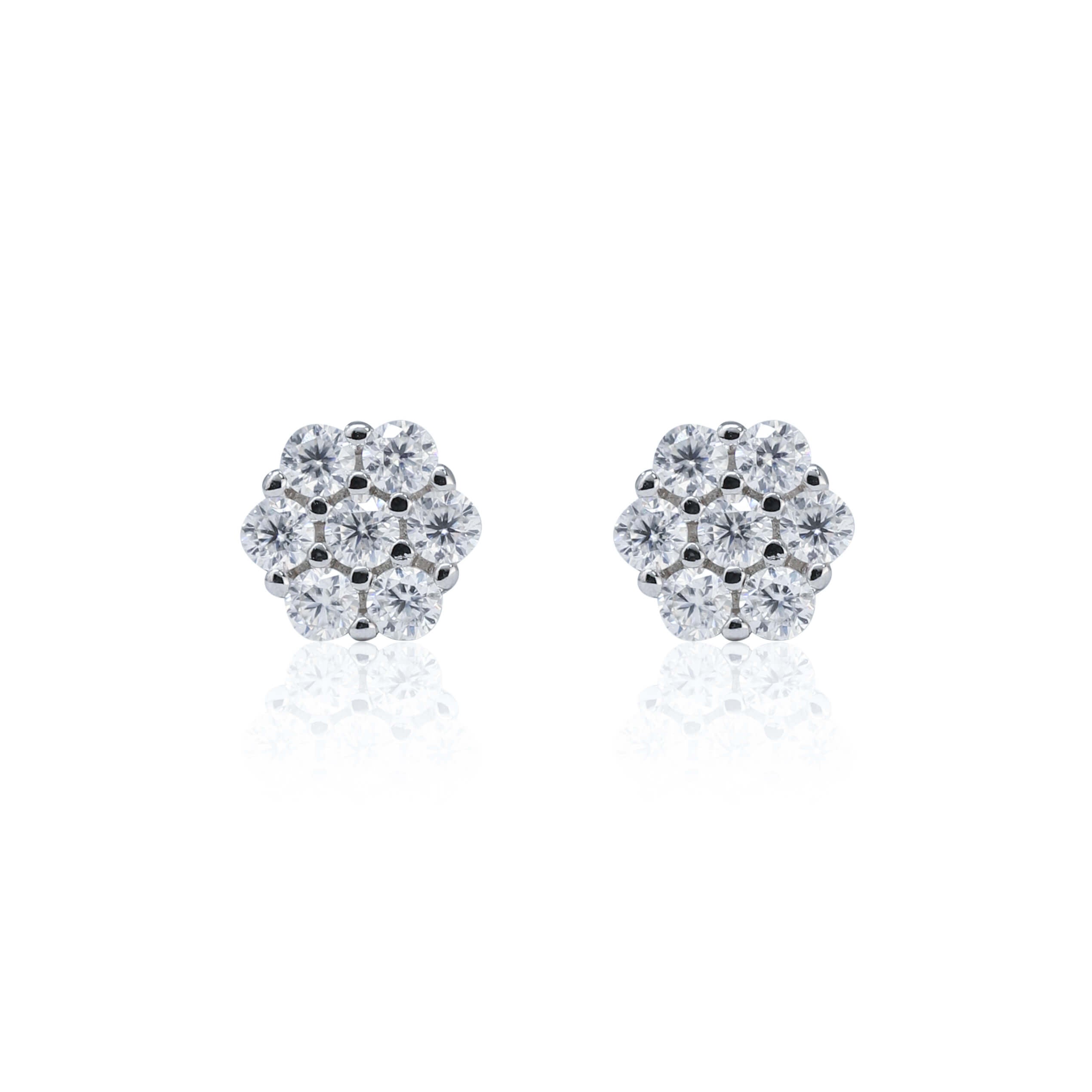 5mm Octagon Moissanite Cluster Earrings, 0.32ct DIamond Studs in White Gold