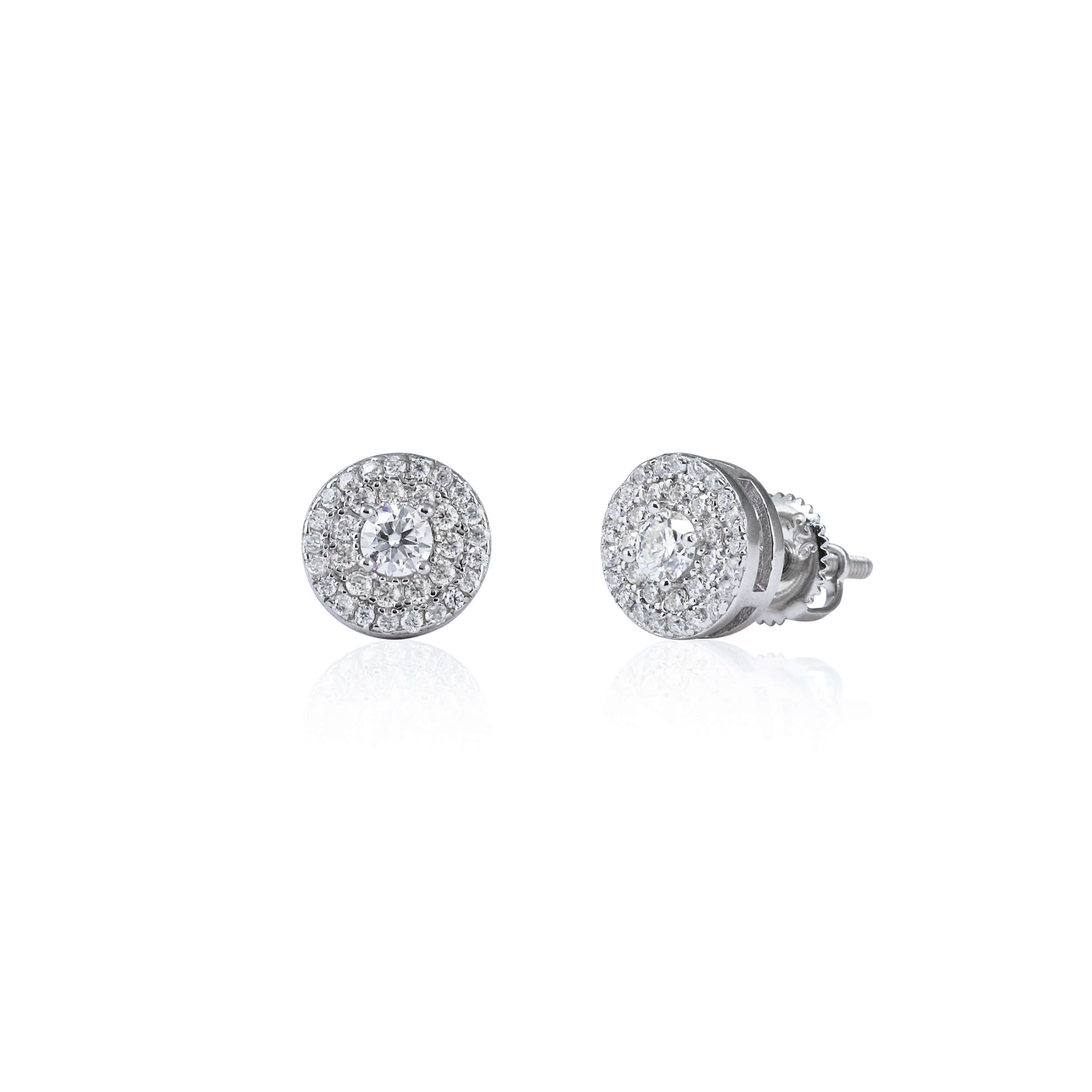 9mm Round Moissanite Cluster Earrings, 0.67ct Diamond Studs in White Gold