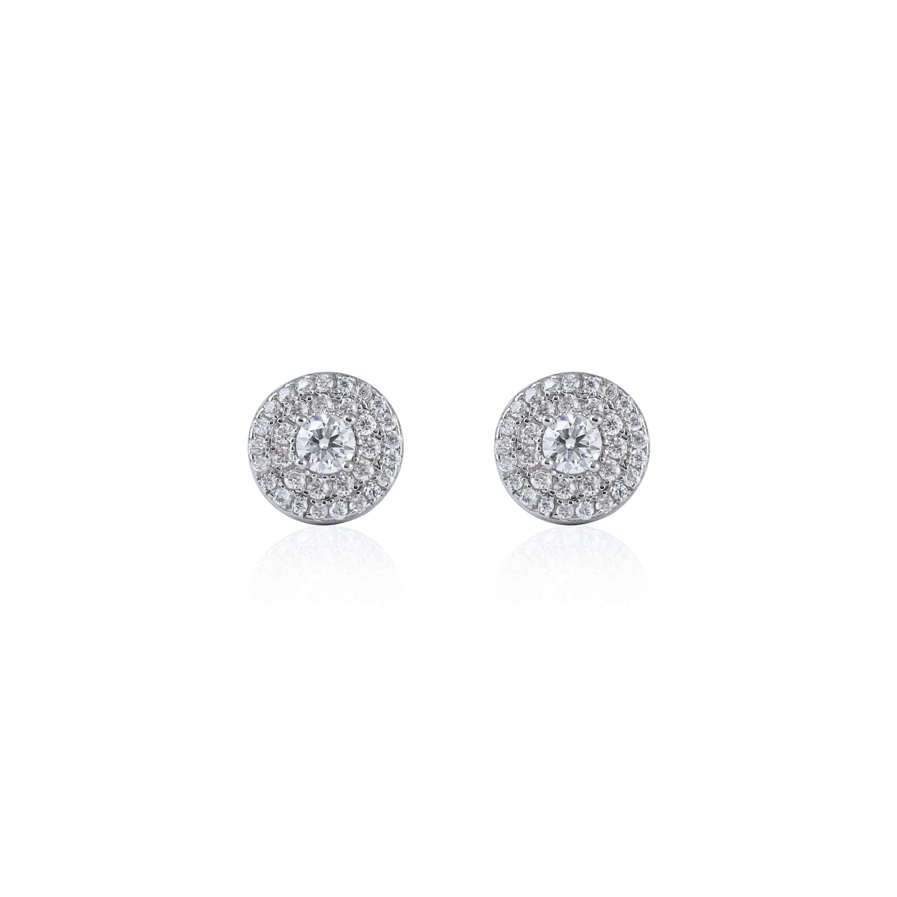 9mm Round Moissanite Cluster Earrings, 0.67ct Diamond Studs in White Gold