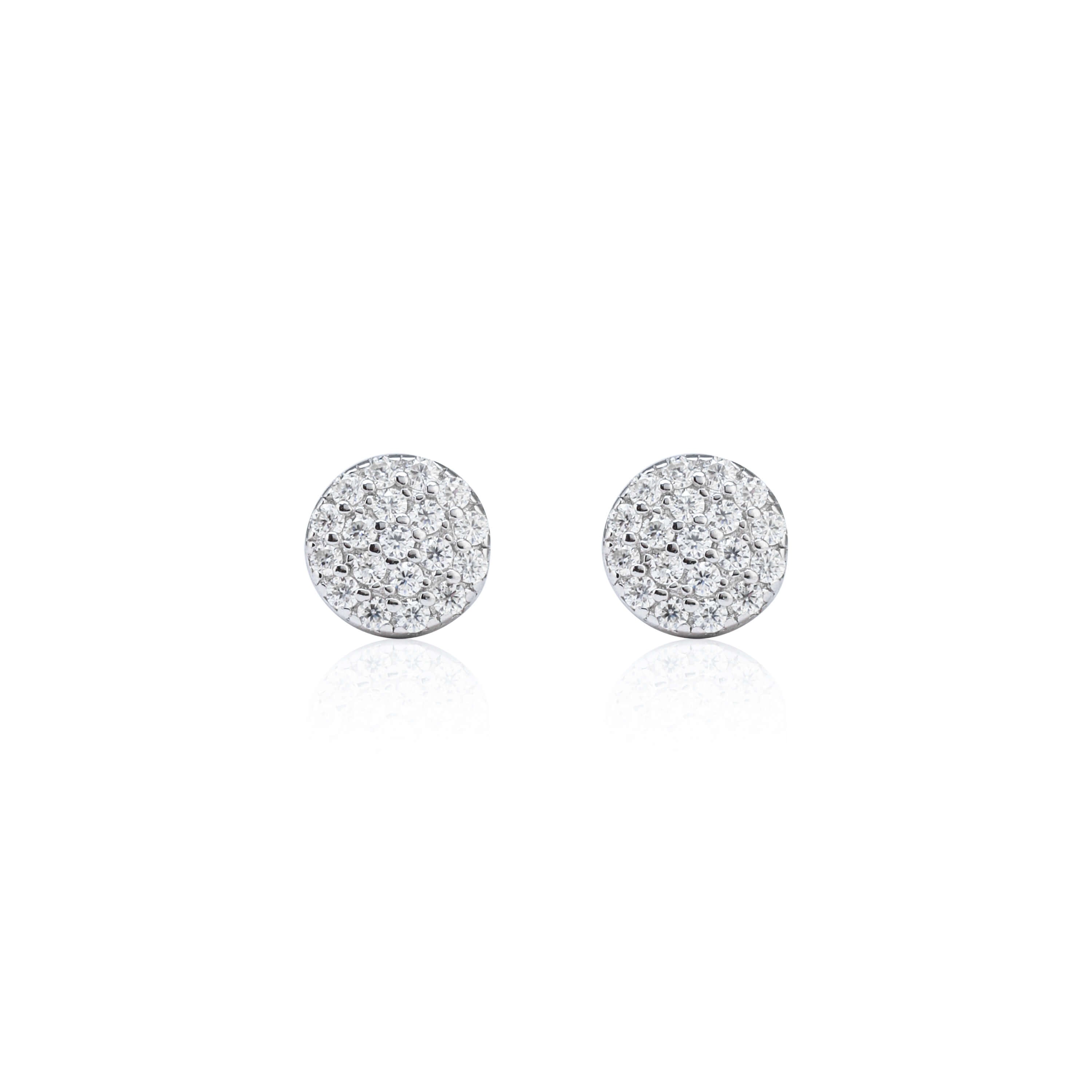 6mm Round Moissanite Cluster Earrings, 0.25ct Diamond Studs in White Gold