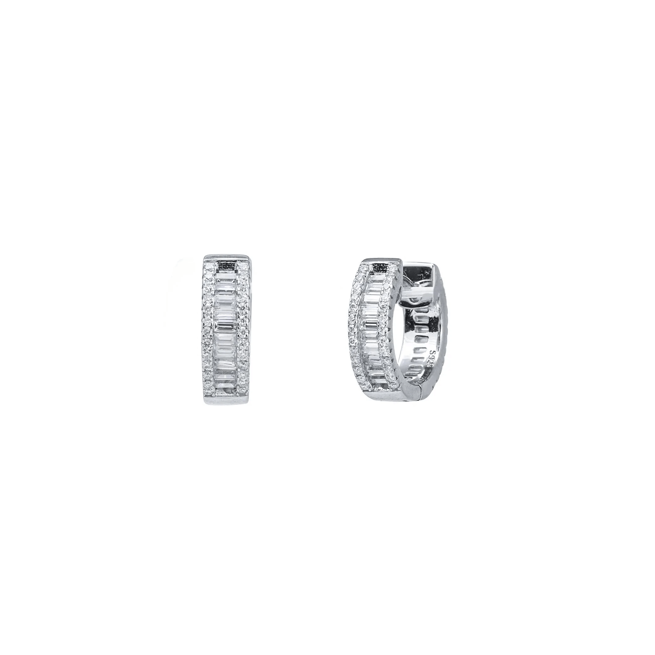 Baguette Huggie Moissanite Diamond Earrings