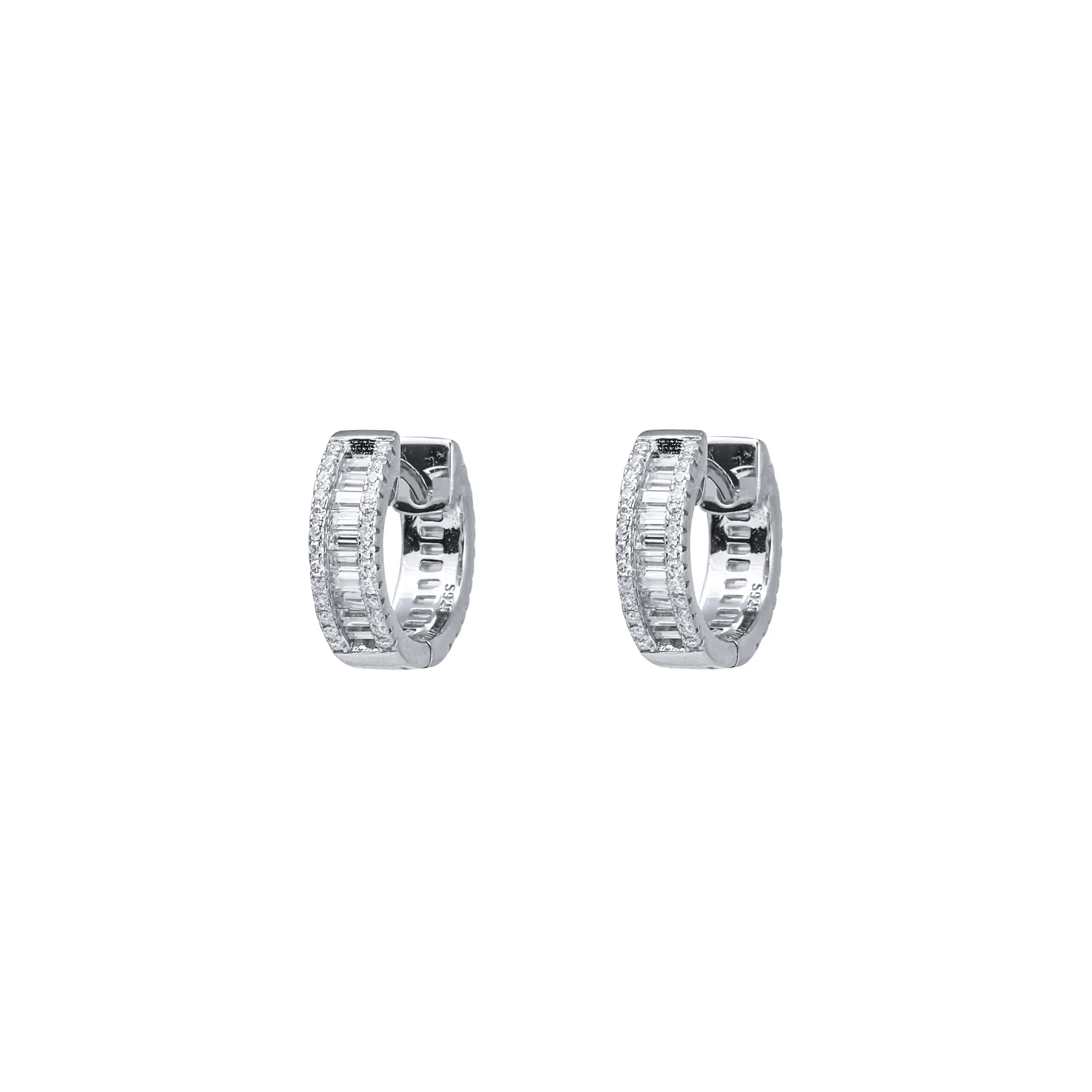 Baguette Huggie Moissanite Diamond Earrings