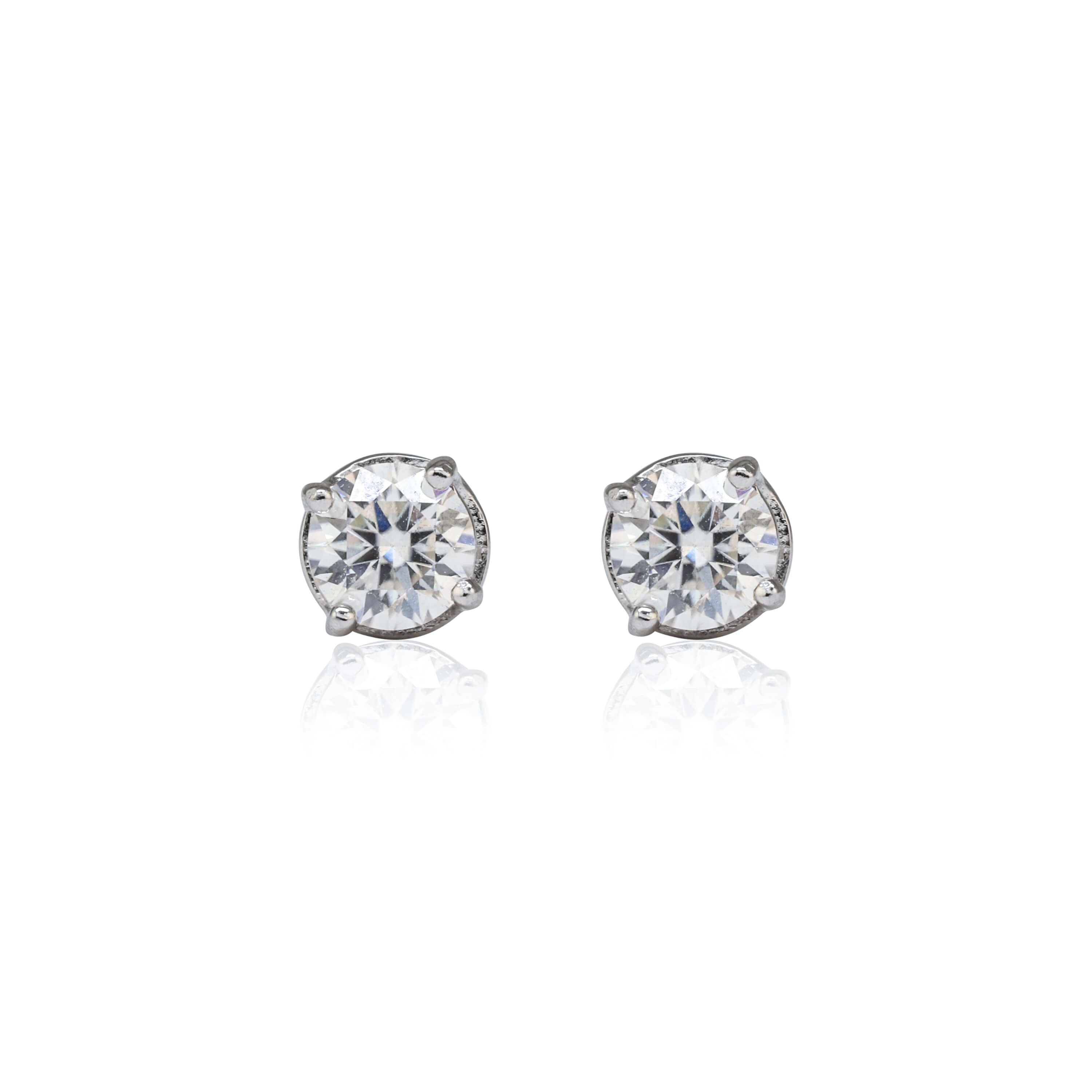 5mm Round Moissanite Solitaire Earrings, 1.1ct Diamond Studs in White Gold