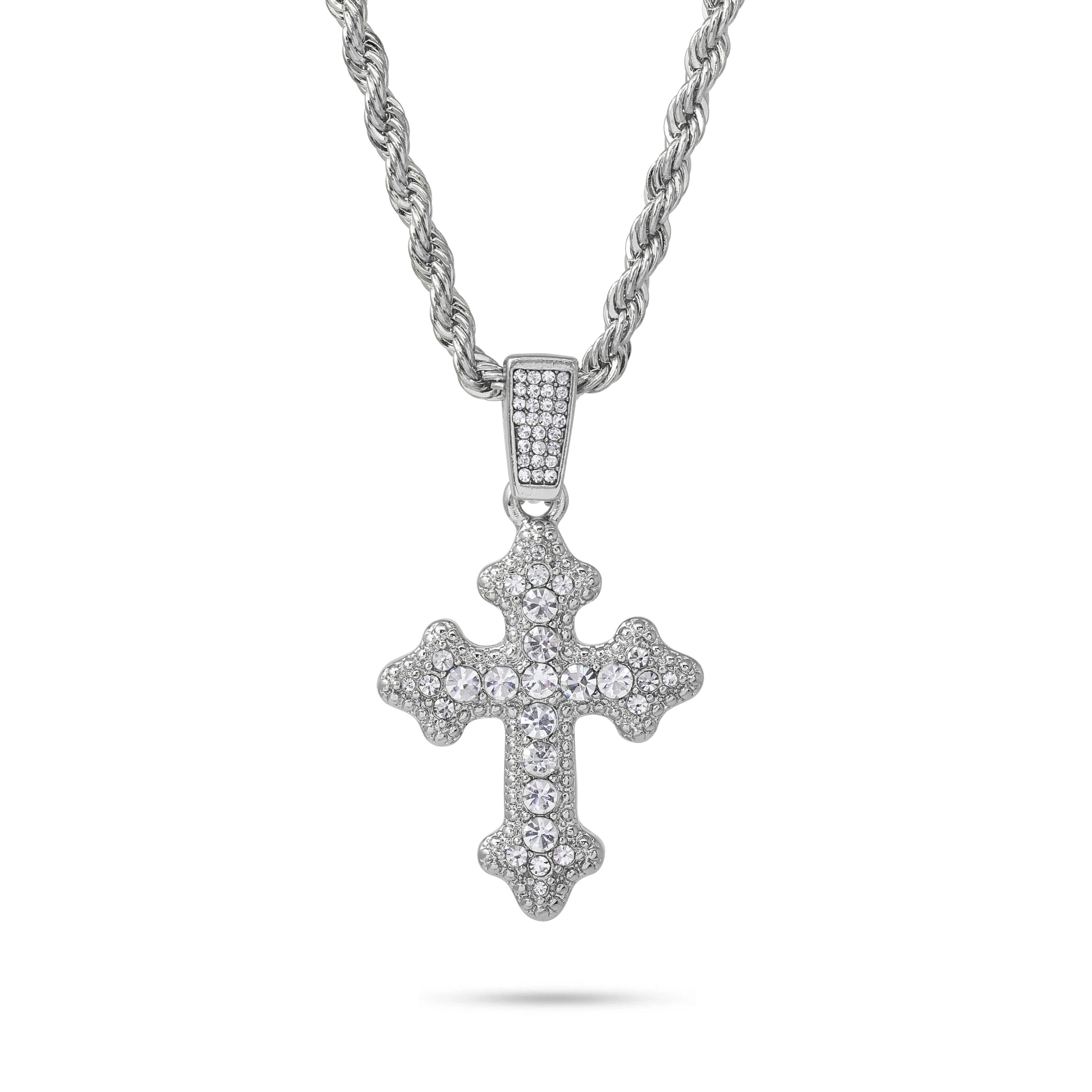 Men's Medium Gothic Cross Pendant with 4mm Rope Necklace