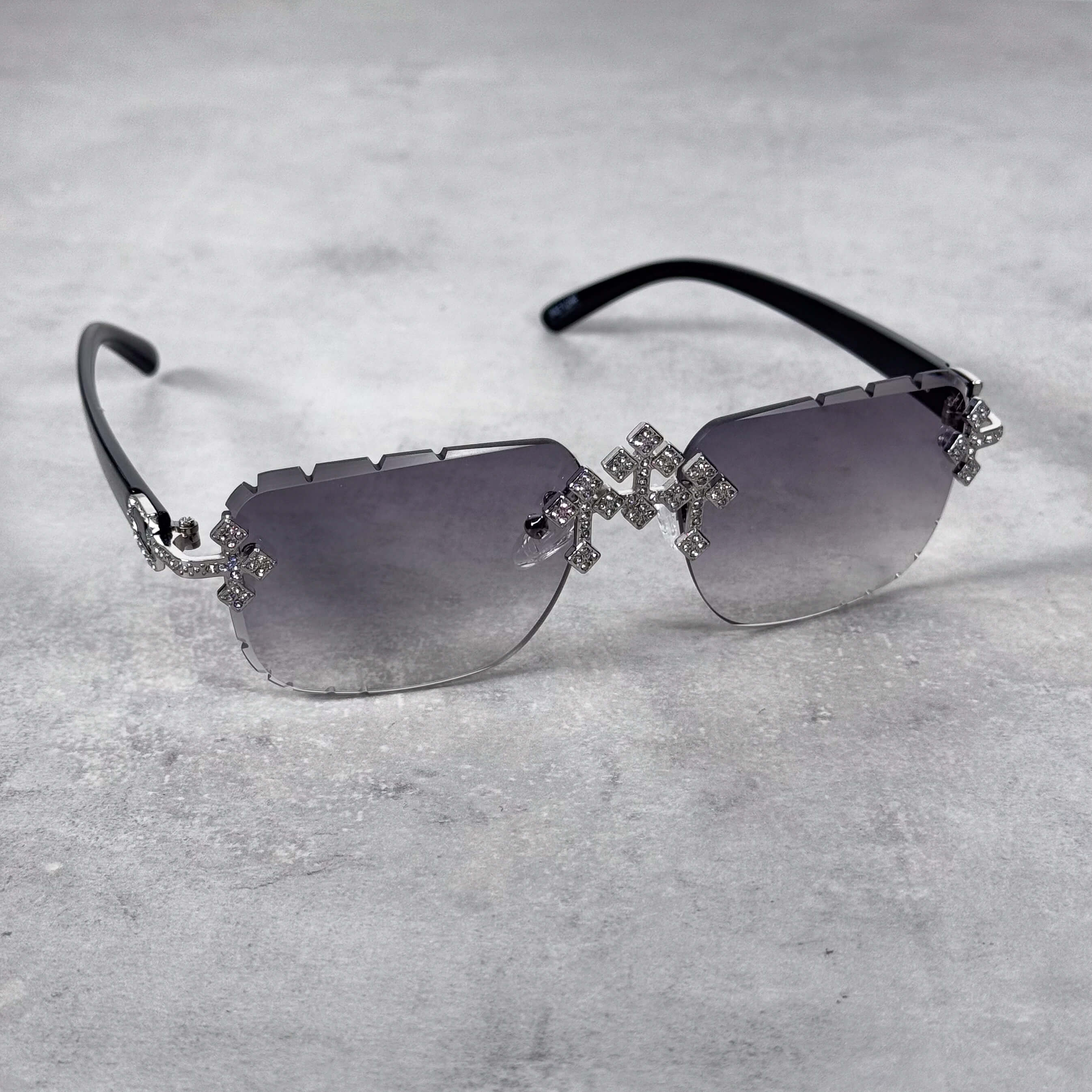 CH Inspired Silver Triple Cross Sunglasses – Grey Lens