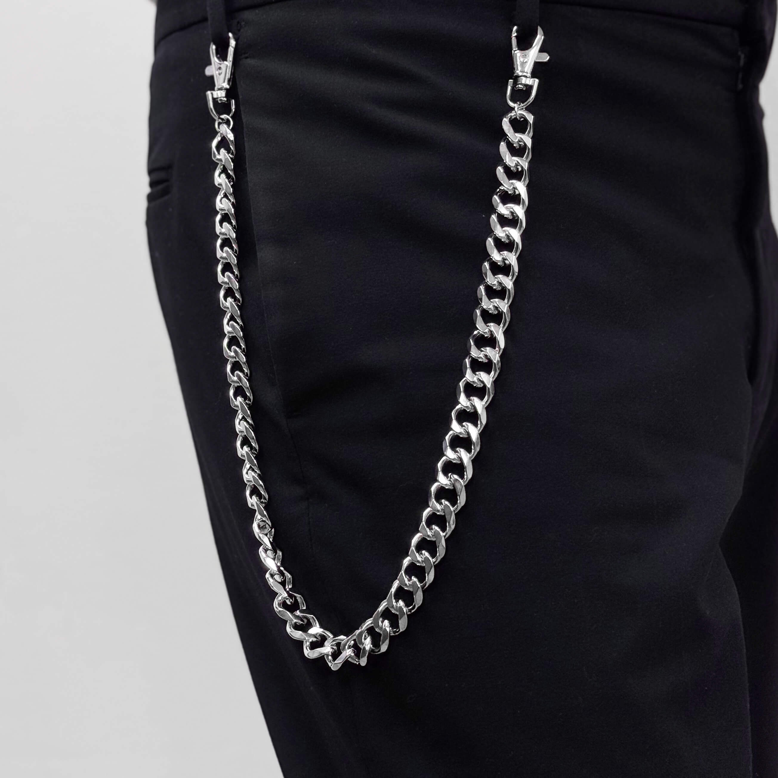 Men's 14mm Cuban Link Pant Chain - Stylish Silver Accessory for Jeans