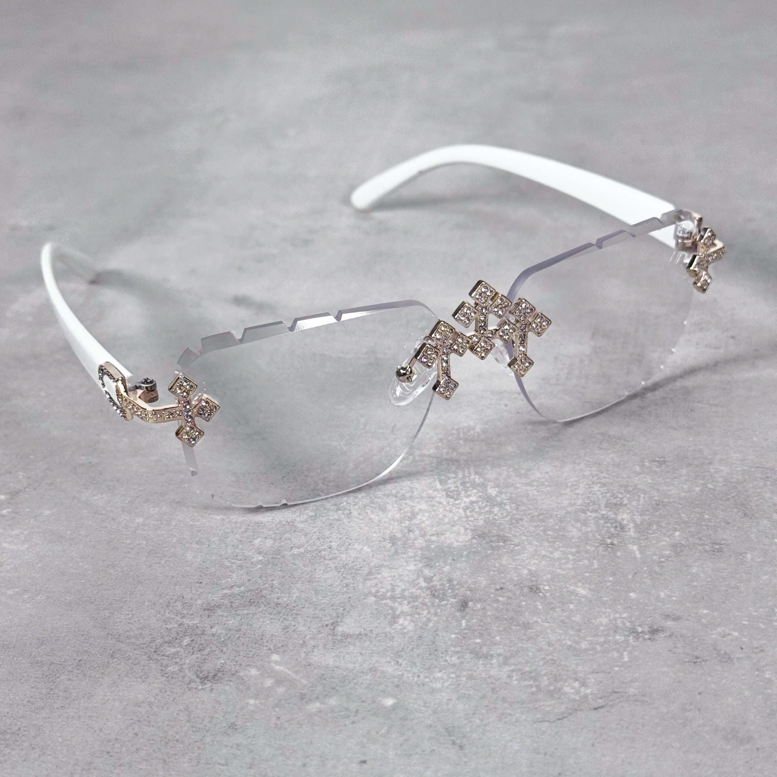 CH Inspired Gold Triple Cross Sunglasses – Clear Lens