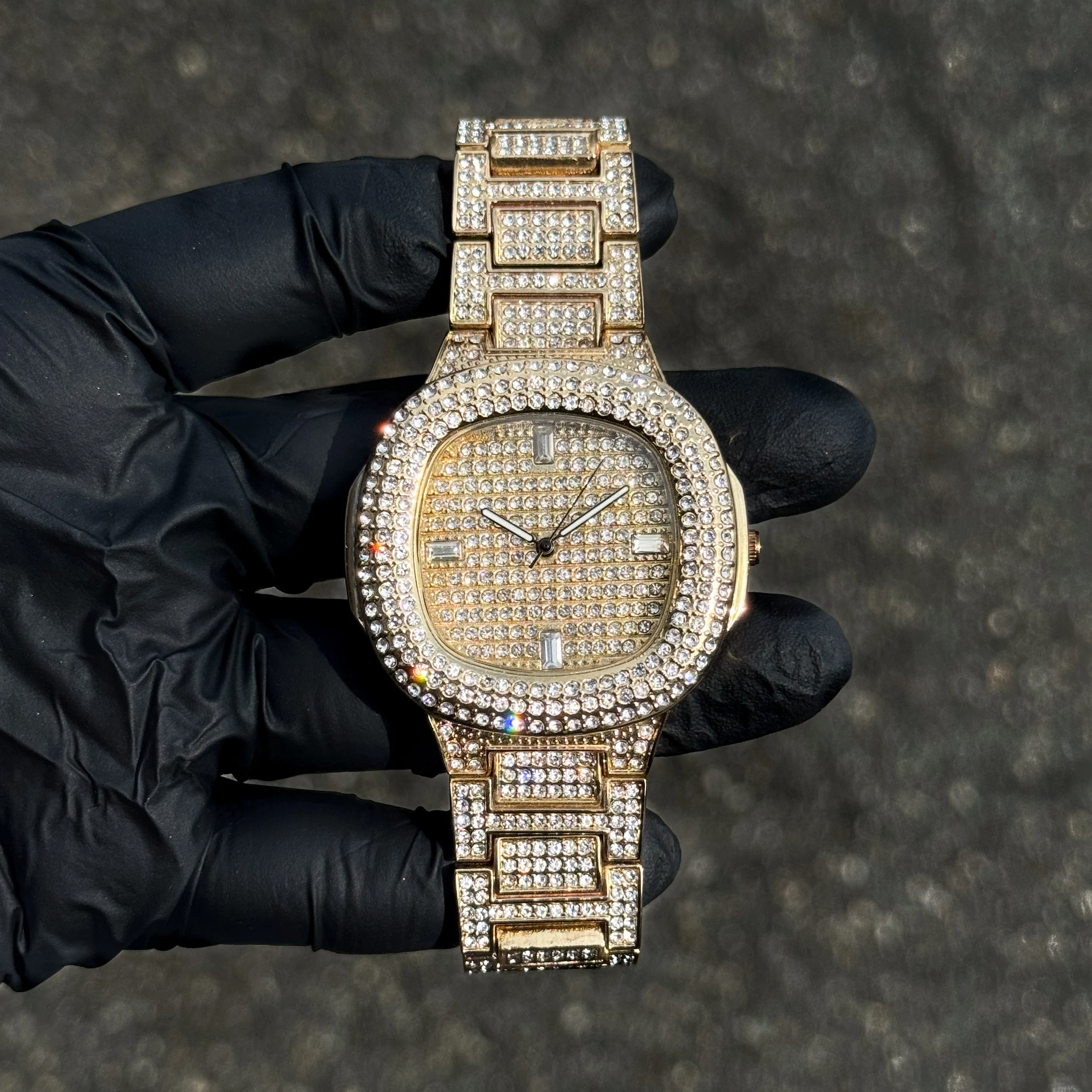 Ladies Square 43mm Diamond Watch with Baguette Accent Dial - Quartz Movement